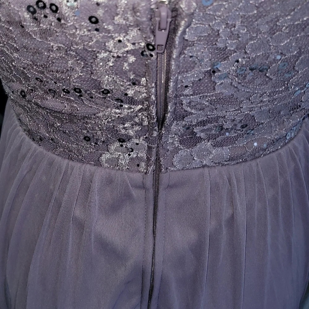Sequin Cut Out Embellished Waist Gown Maxi Dress Purple Silver - Picture 8 of 12